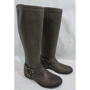 FRYE Phillip Harness Leather Riding Boots Tall Tops Back Zip Moto Size 8B 76505